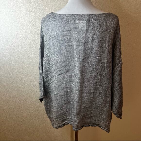 J Jill purejill grey boxy linen blouse LARGE - Picture 3 of 6